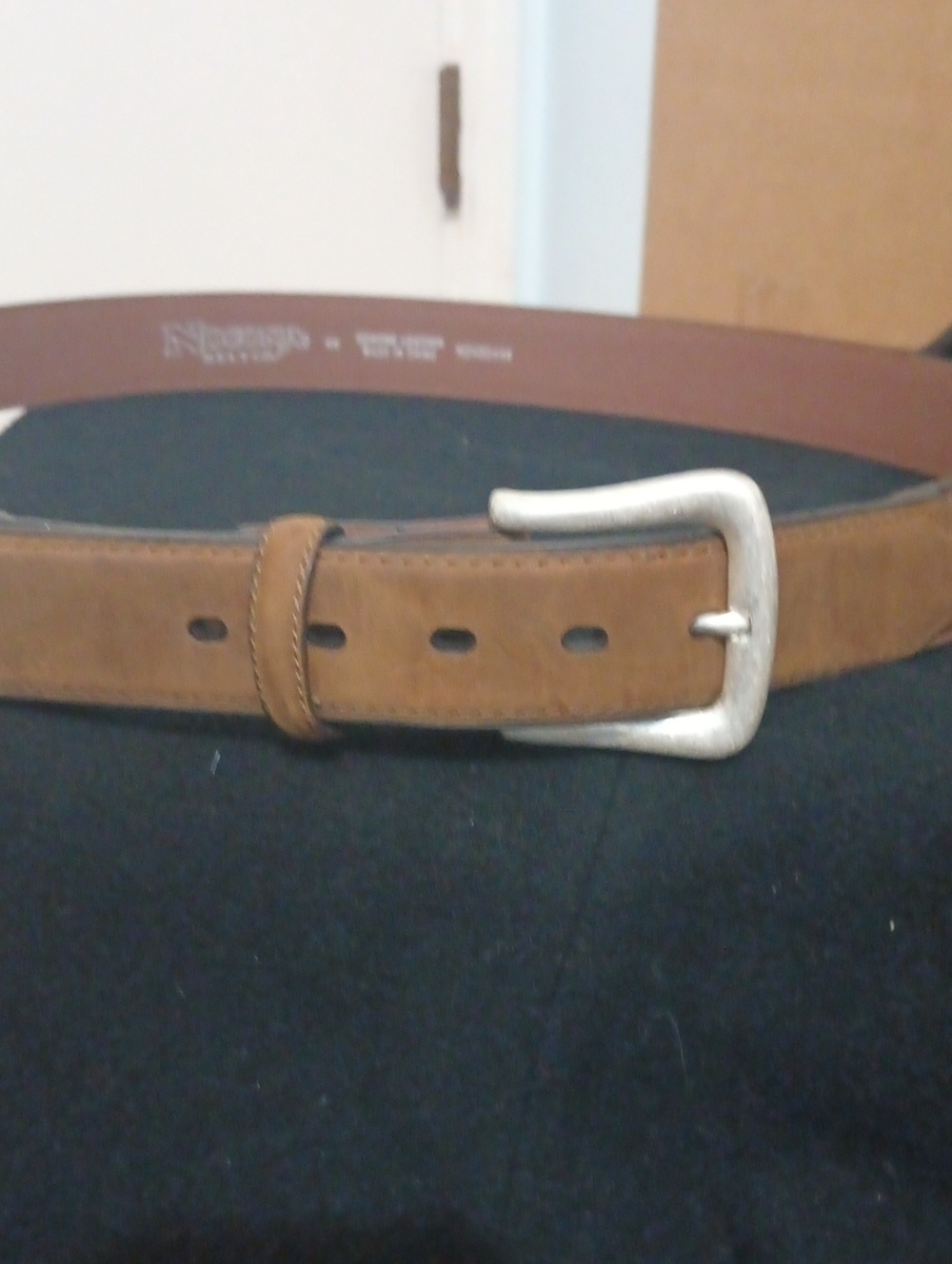 The Nocona Men's Distressed Brown Western Overlay Leather Belt (Style N2450444)
